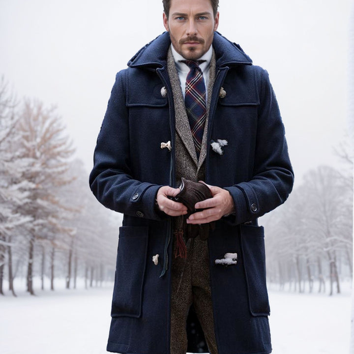 Herren Stilvoller Dufflecoat mit Knopfdetails Echoarchiv