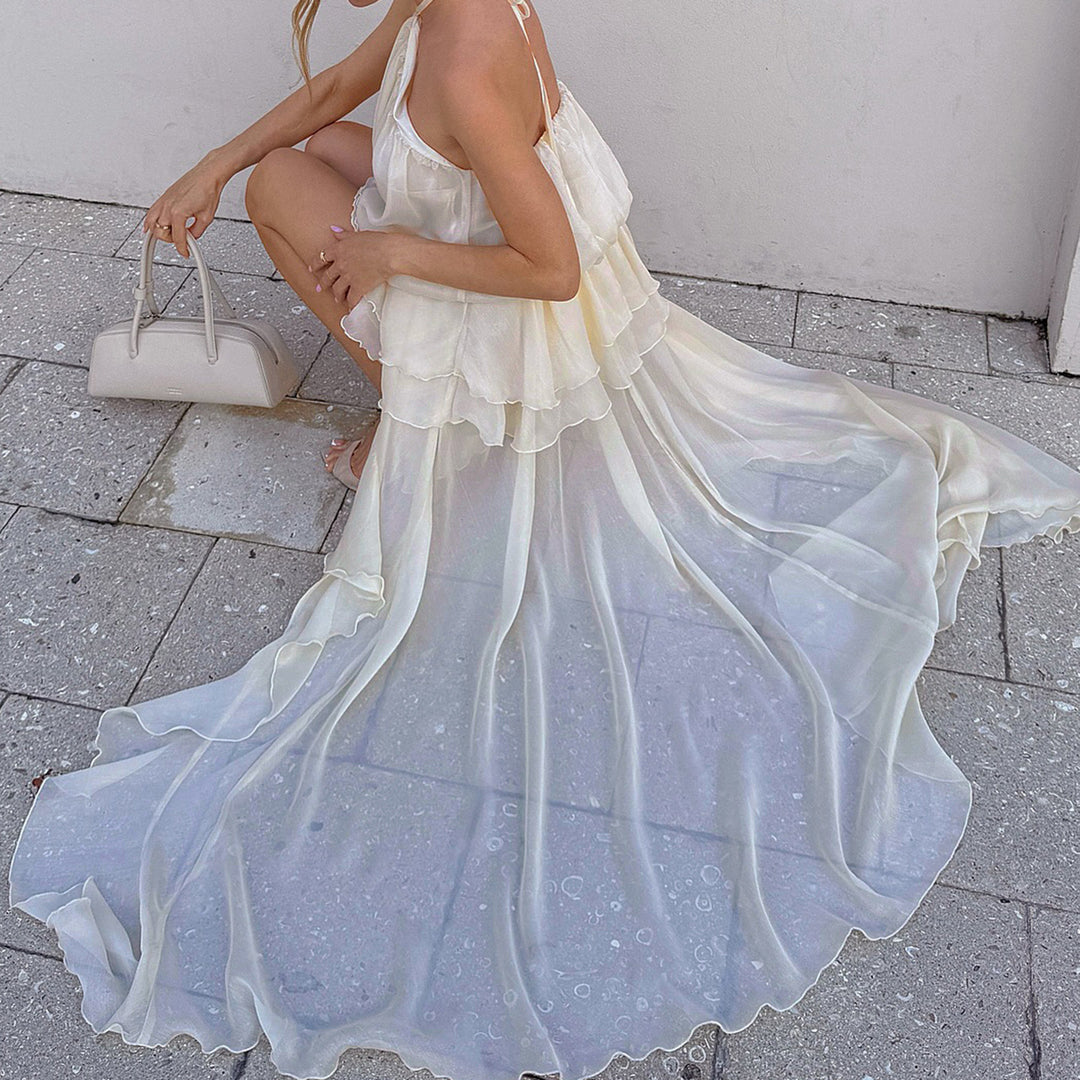 Damen leichtes Wickelkleid mit Volant und asymmetrischem Saum Echo Archiv