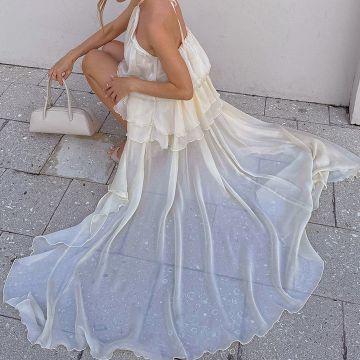 Damen leichtes Wickelkleid mit Volant und asymmetrischem Saum Echo Archiv