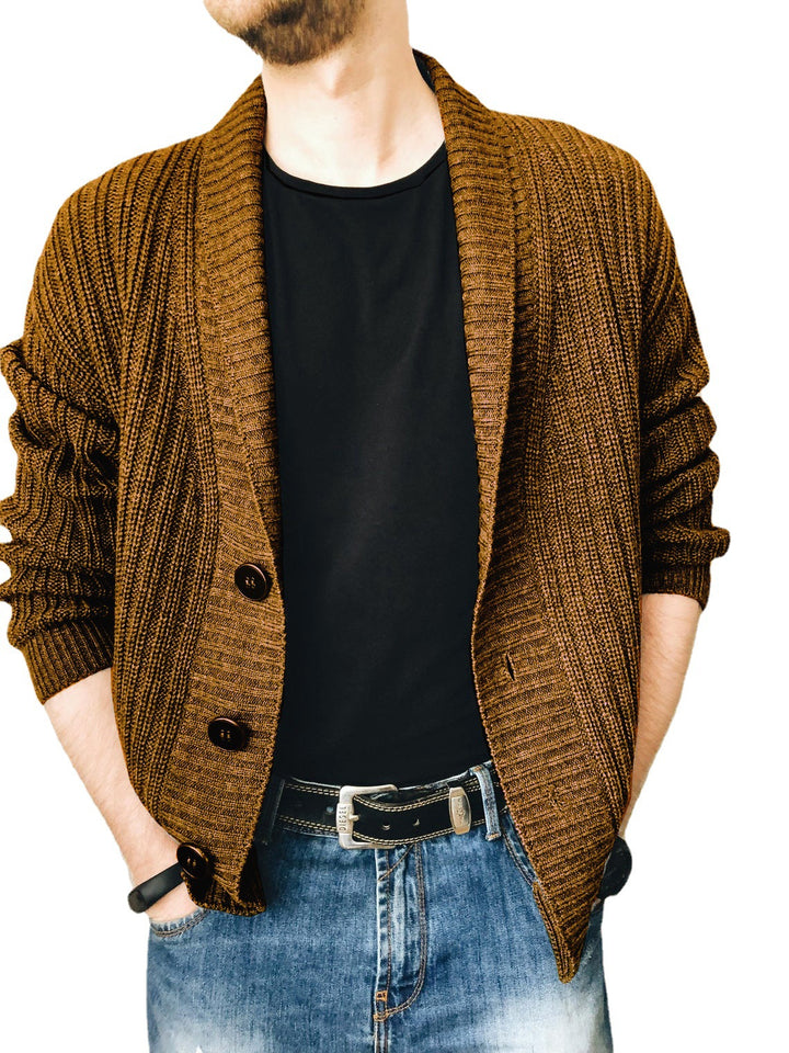 Herren Strickjacke mit modischem Schalkragen und praktischen Knöpfen Echoarchiv