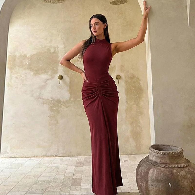 Damen Elegantes Maxikleid mit asymmetrischem Schnitt und hochgeschlossenem Design Echo Archiv