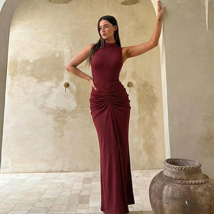 Damen Elegantes Maxikleid mit asymmetrischem Schnitt und hochgeschlossenem Design Echo Archiv