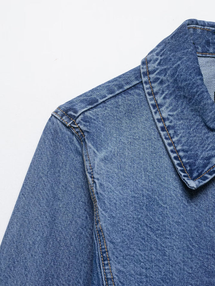 Damen Oversize-Denimjacke im Boxy-Schnitt mit kurzer Silhouette und aufgesetzten Taschen Echo Archiv