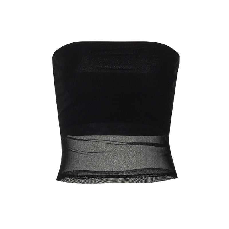 Damen bandeau Top im transparenten Design mit elastischem Material Echo Archiv