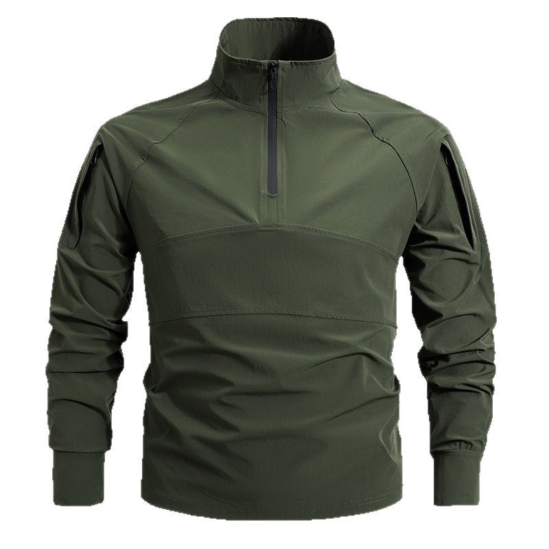 Herren nan taktisches Halfzip-Outdoorpullover mit hohem Stehkragen, verdecktem Reißverschluss und Ärmeltaschen Echo Archiv