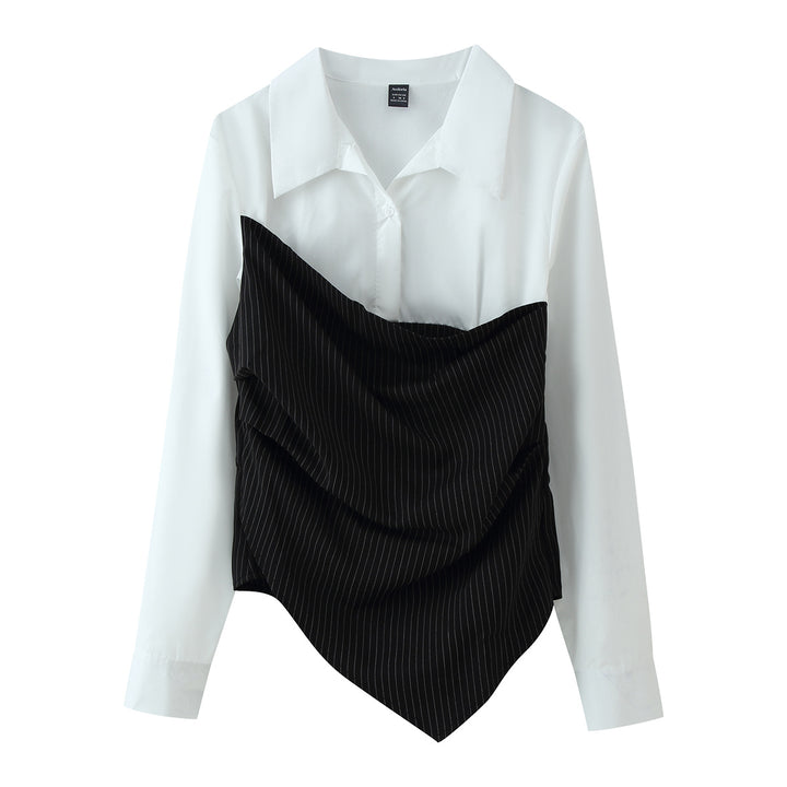 Damen Hemdbluse mit drapiertem Nadelstreifen‑Corset‑Detail Echoarchiv