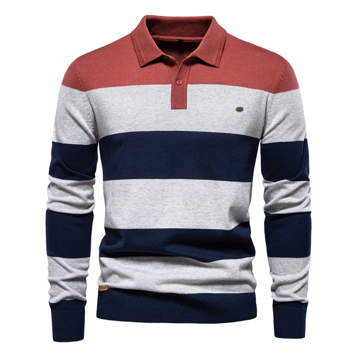 Herren Langarm-Polo-Shirt mit modischem Streifendesign Echoarchiv