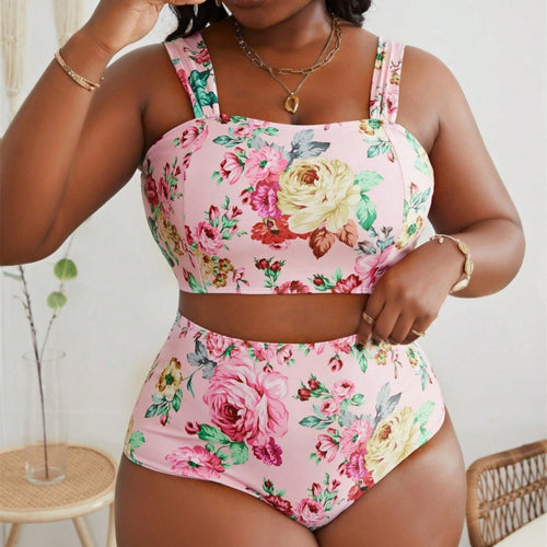 Damen Bikini-Set mit floralem Crop-Top und hohem Taillen-Schnitt Echo Archiv