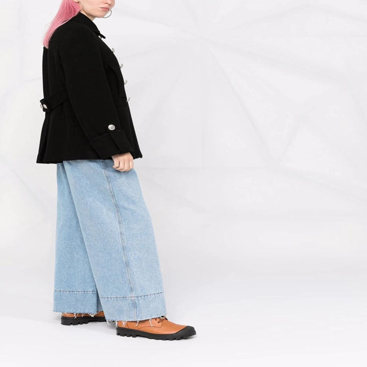 Damen Kurzer Boxy‑Wollmix‑Mantel im Military‑Look mit Zierrundknöpfen Echoarchiv