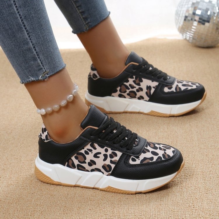 Damen nan sportive Plateau-Sneaker mit Animalprint-Einsätzen, dämpfender EVA-Zwischensohle und gepolstertem Komfortfußbett Echo Archiv