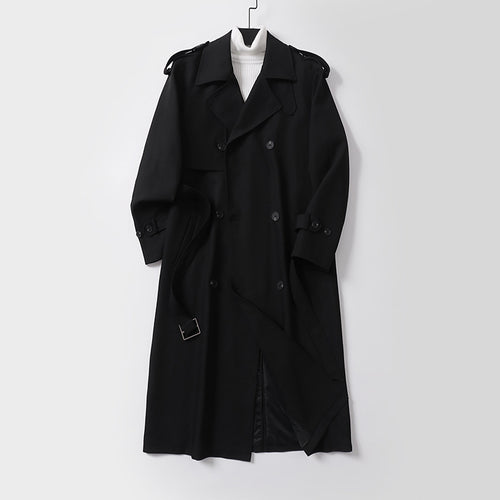 Damen klassischer Doppelreihiger Trenchcoat mit Taillengürtel und Schalkragen Echoarchiv