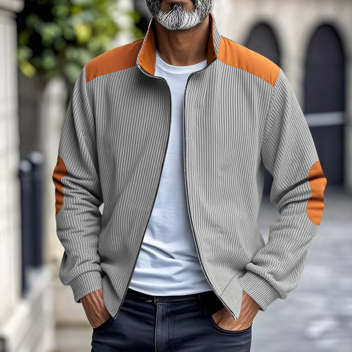 Herren sportliche Jacke mit strukturierten Ärmeln und Stehkragen Echoarchiv