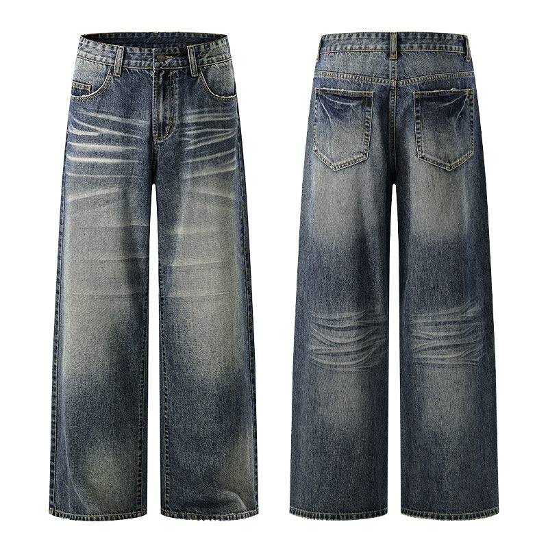 Damen Extraweite Vintage-inspirierte Palazzodenim mit tiefem Schritt und geprägten Falten Echo Archiv