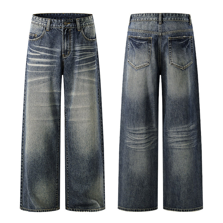 Damen Extraweite Vintage-inspirierte Palazzodenim mit tiefem Schritt und geprägten Falten Echo Archiv
