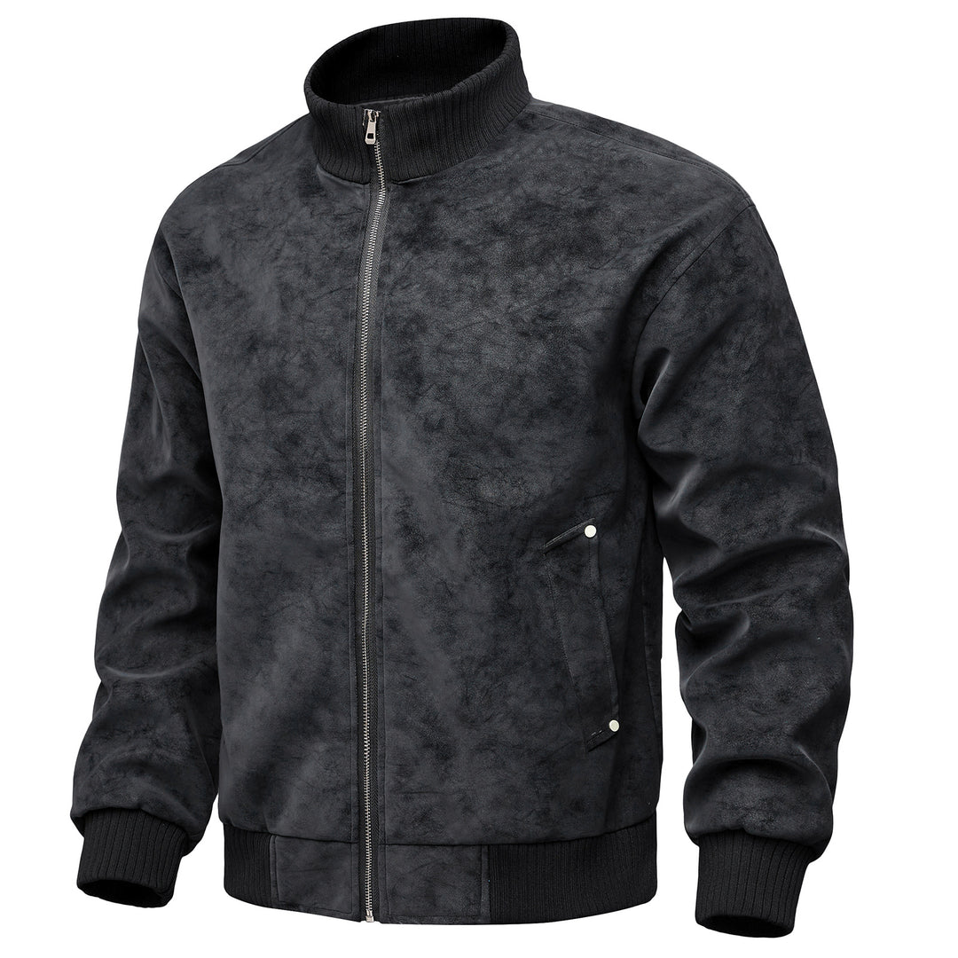 Herren elegante Kunstlederjacke im sportlichen Design mit Stehkragen und praktischen Taschen Echoarchiv