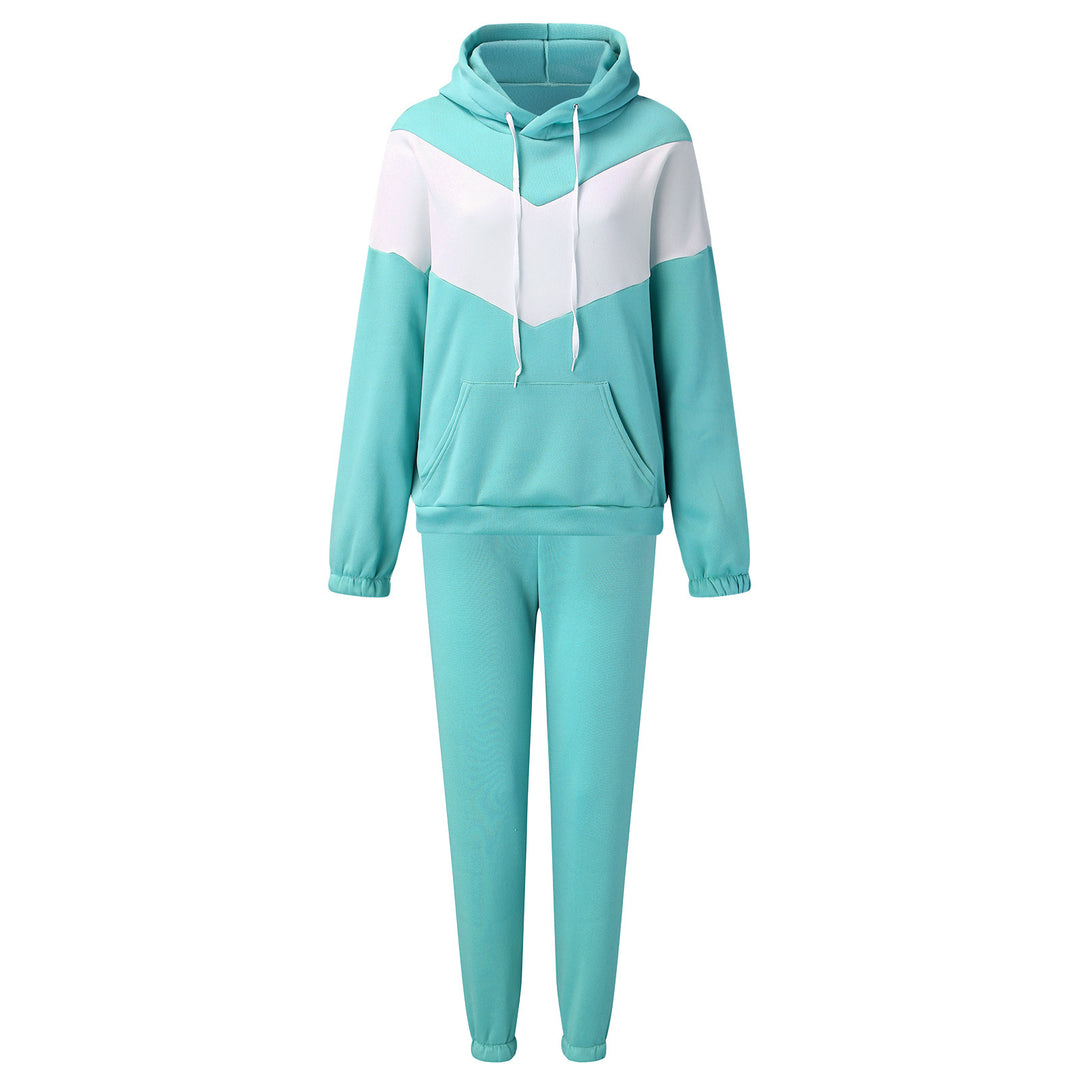 Damen zweiteiliges Loungewear-Set mit Chevron-Kapuzenpullover und taillierter Tapered-Jogginghose – Avérine