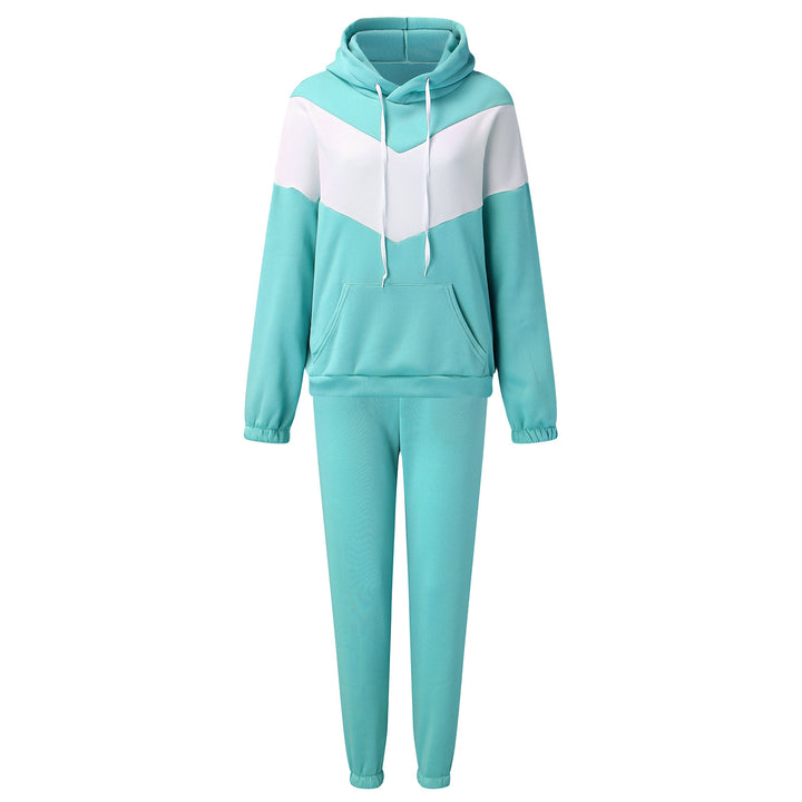 Damen zweiteiliges Loungewear-Set mit Chevron-Kapuzenpullover und taillierter Tapered-Jogginghose – Avérine