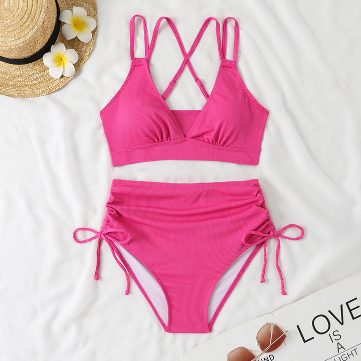 Damen Bikini-Set mit verstellbarem Kreuzträger und hoch geschnittenem Höschen Echo Archiv