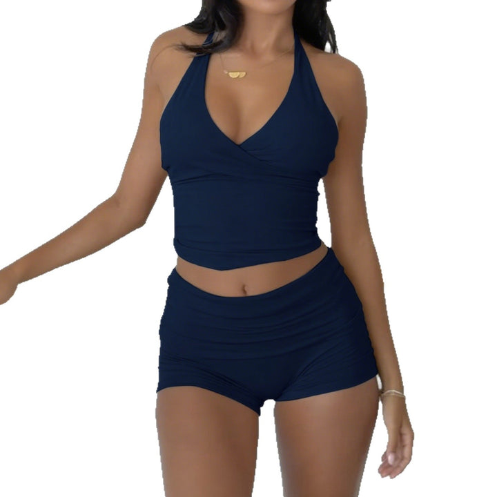 Damen Sportlicher Einteiler mit Wickeldesign und tiefem V-Ausschnitt Echo Archiv