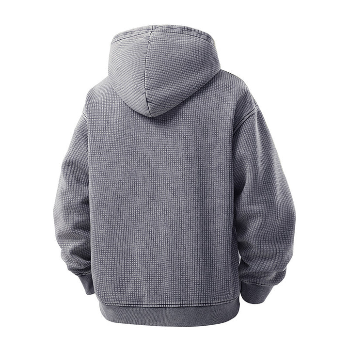 Herren Oversize-Waffelstruktur-Kapuzenjacke mit durchgehendem Reißverschluss Echo Archiv