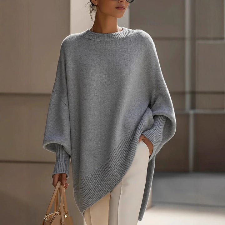 Damen nan Oversize Strickponcho mit asymmetrischem Saum und gerippten Ärmeln Echo Archiv