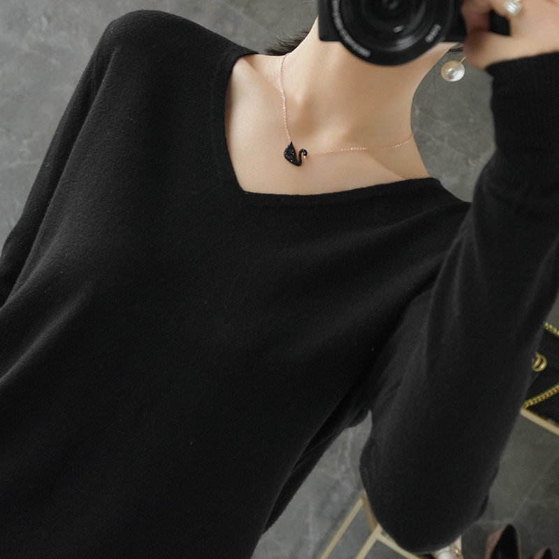 Damen leichter V-Ausschnitt Kaschmir-Look Feinstrickpullover Echoarchiv