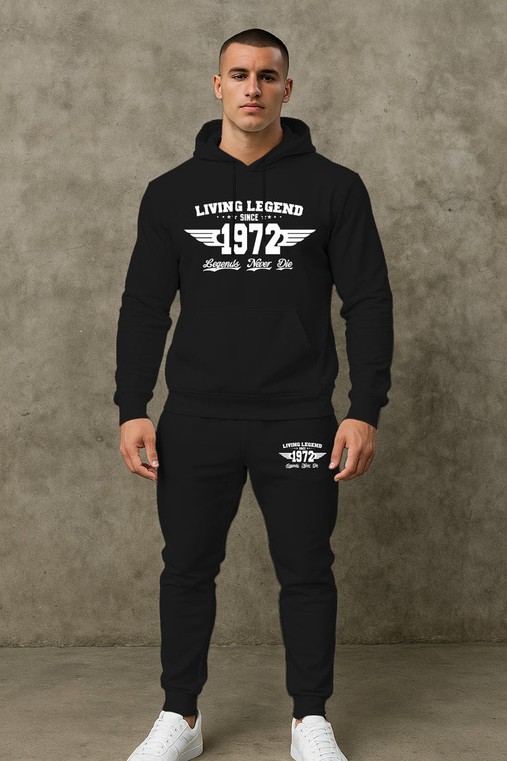 Herren Hoodie und Jogginghose Set mit modernem Druck Echoarchiv