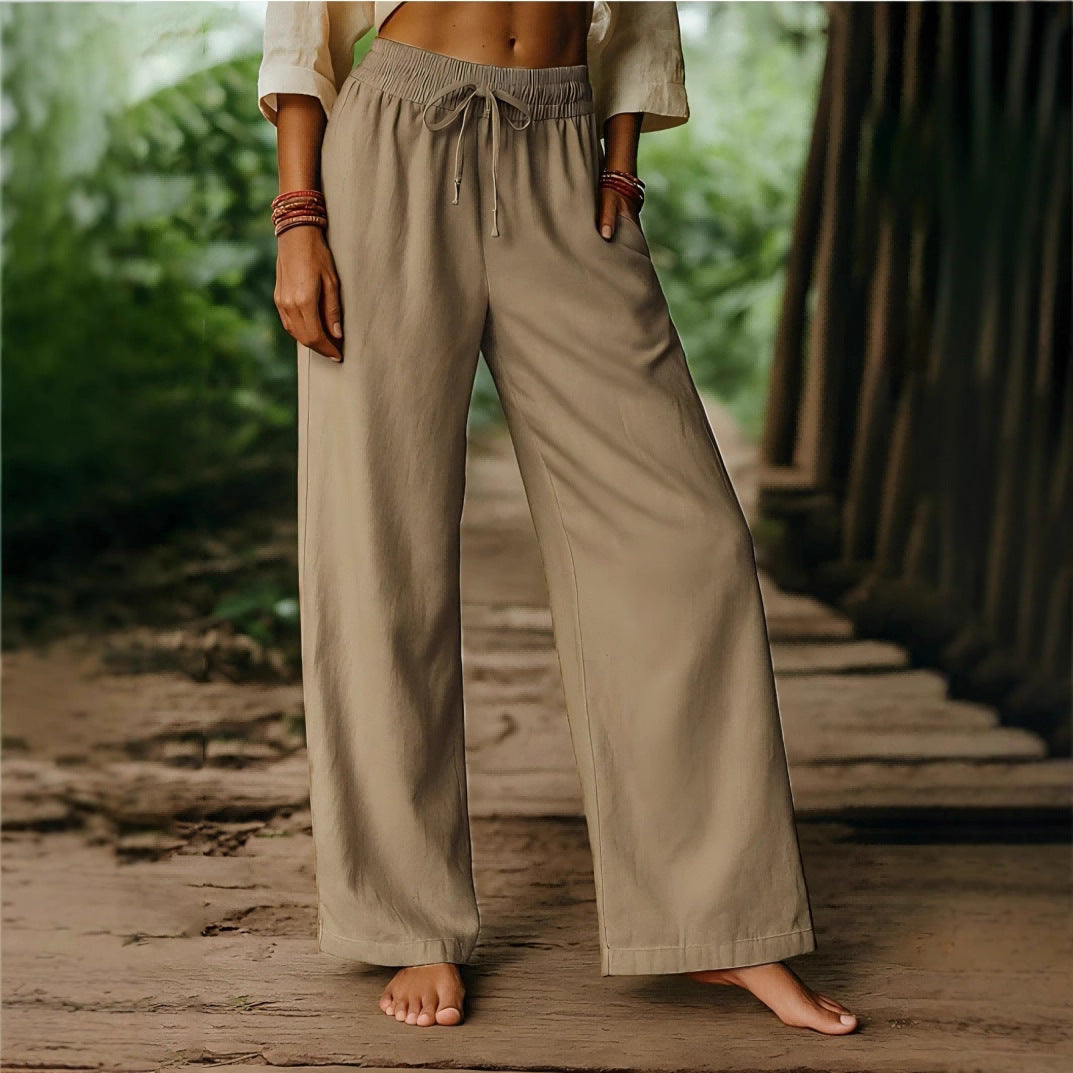 Damen Luftige Freizeithose mit weitem Schnitt und elastischem Bund Echo Archiv
