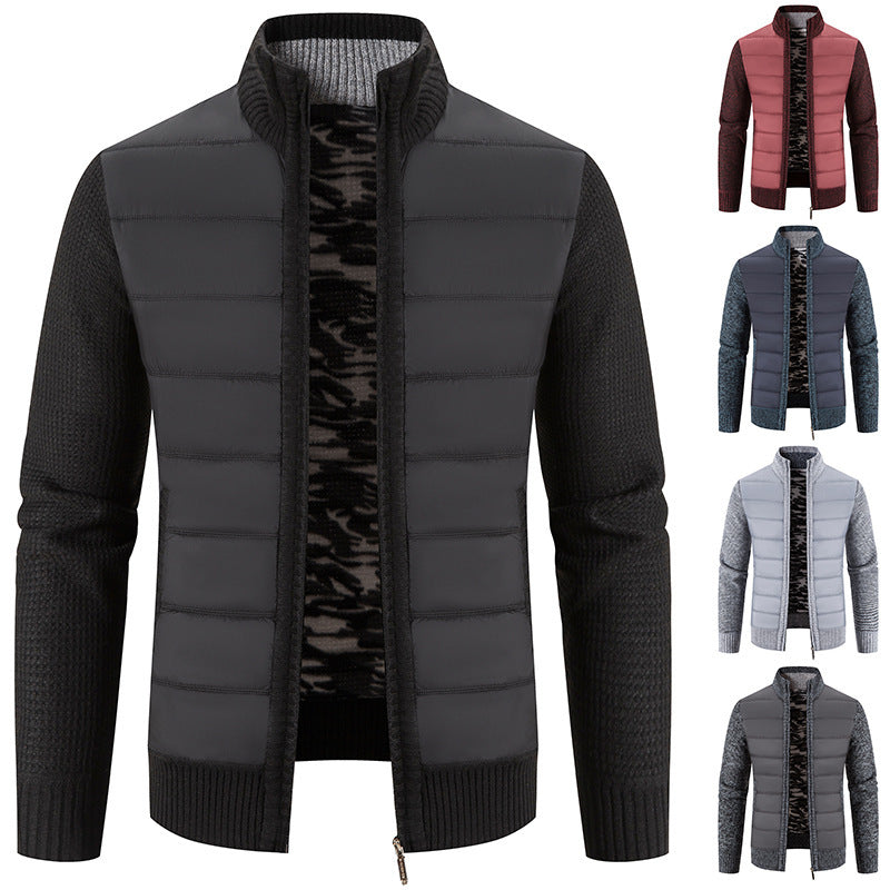 Herren hybride Steppjacke mit modischem Strickdesign Echoarchiv