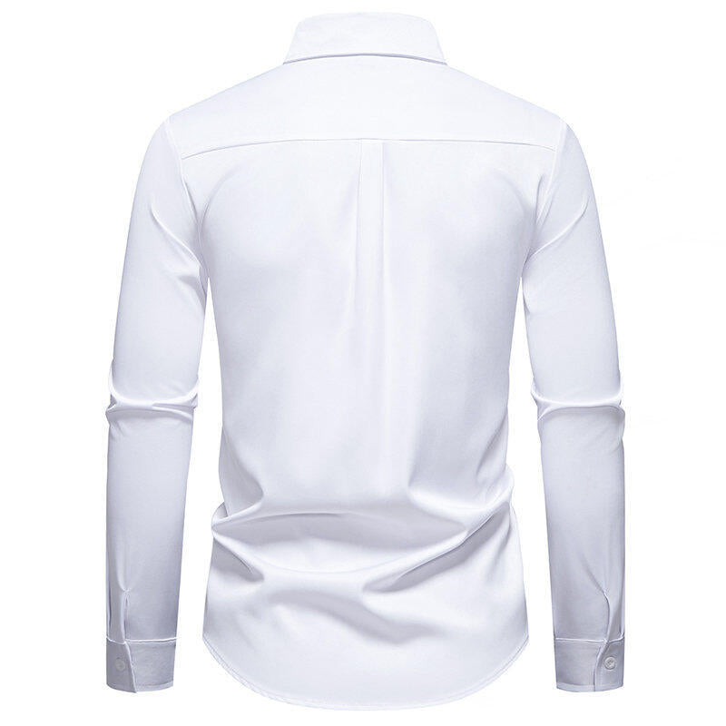 Herren Elegant besticktes Langarmhemd Echoarchiv