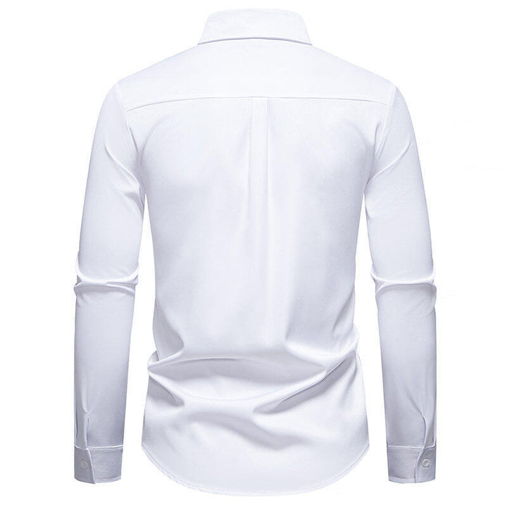 Herren Elegant besticktes Langarmhemd Echoarchiv