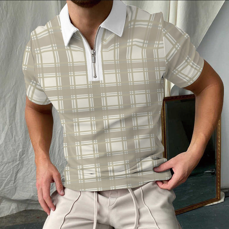 Stylisches Kariertes Kurzarm-Polo-Shirt für Herren Echoarchiv