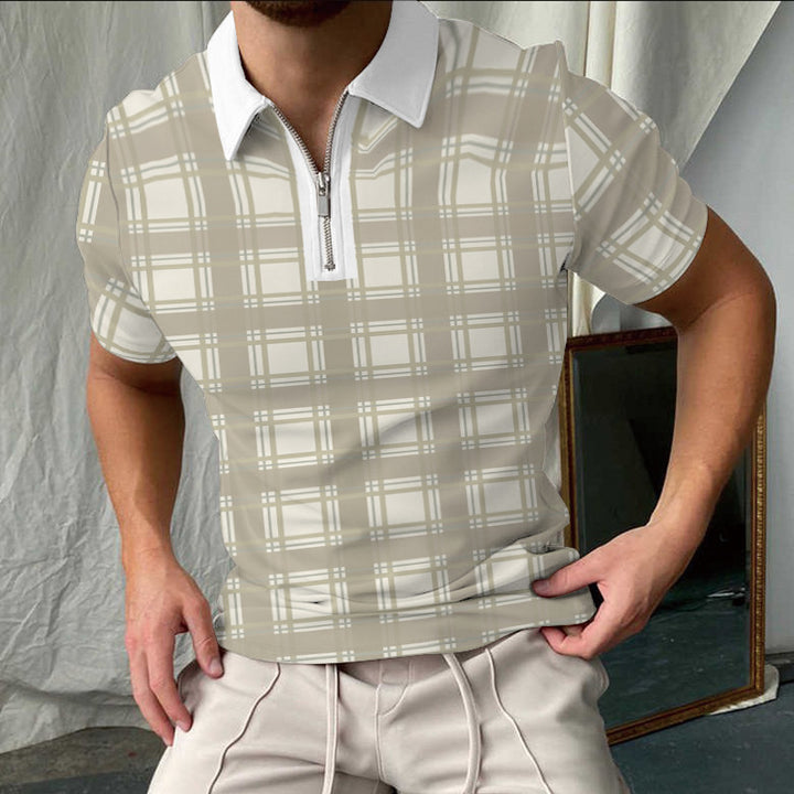 Stylisches Kariertes Kurzarm-Polo-Shirt für Herren Echoarchiv