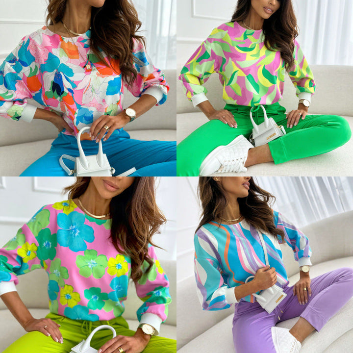 Damen Floral Print Freizeit SwEchoarchivtshirt Echoarchiv