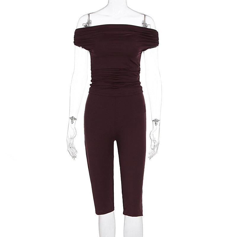 Damen Eleganter Jumpsuit mit Off-Shoulder Design und Raffungen Echo Archiv