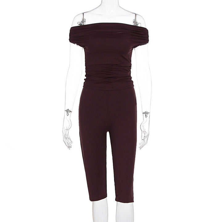Damen Eleganter Jumpsuit mit Off-Shoulder Design und Raffungen Echo Archiv