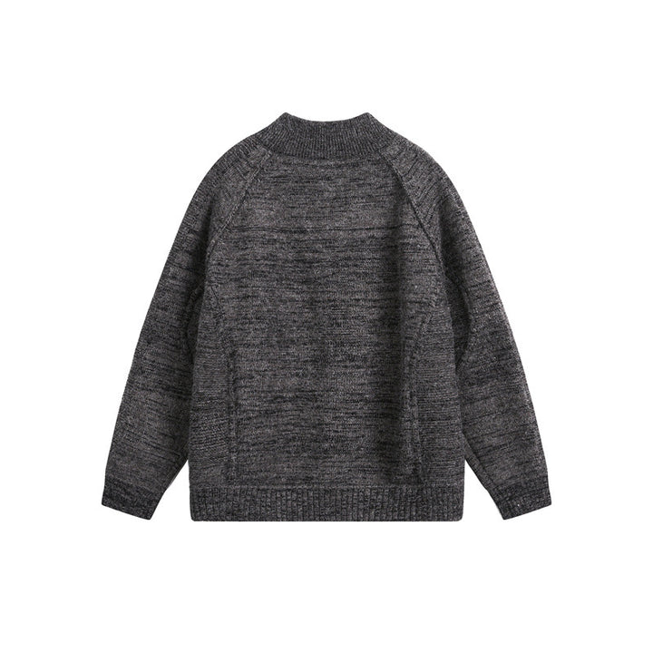 Unisex Grobstrick-Zipjacke mit hohem Stehkragen und Zwei-Wege-Reißverschluss Echoarchiv