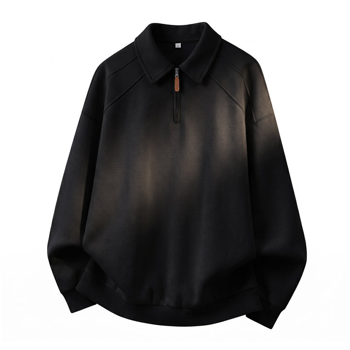 Unisex Relaxed-Sweatshirt im Polo-Look mit Polo‑Kragen, kurzem Reißverschluss und Raglanärmeln Echo Archiv