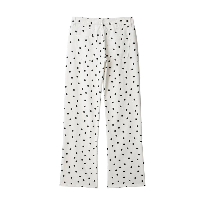 Damen Jeanshose mit weitem Bein, hohem Bund und Polka‑Dot‑Print Echo Archiv