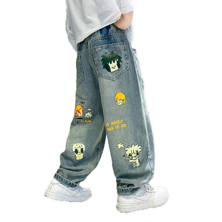 Jungen lässige Denim-Jeans mit buntem Comic-Design Echo Archiv