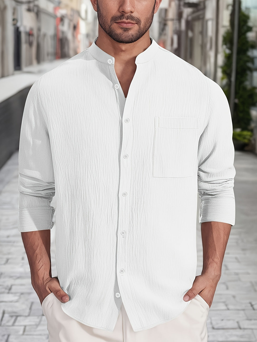 Herren lässiges Hemd mit strukturiertem Design Echoarchiv