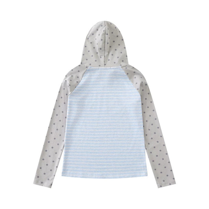 Damen Kapuzen-Langarmshirt im Raglanstil mit Sternärmeln und Noten-Print Echoarchiv