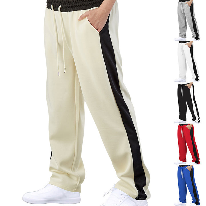 Herren nan sportive Jogginghose mit kontrastseitigem Panel geradem Bein Kordelzugbund und Eingrifftaschen Echo Archiv