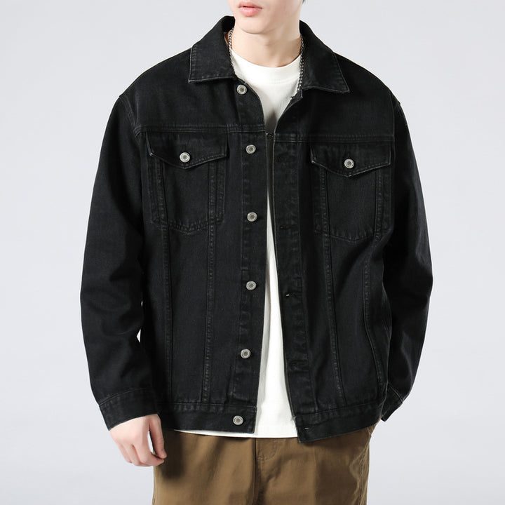 Herren Oversized Jeansjacke mit Metallknopfleiste und Brusttaschen Echo Archiv