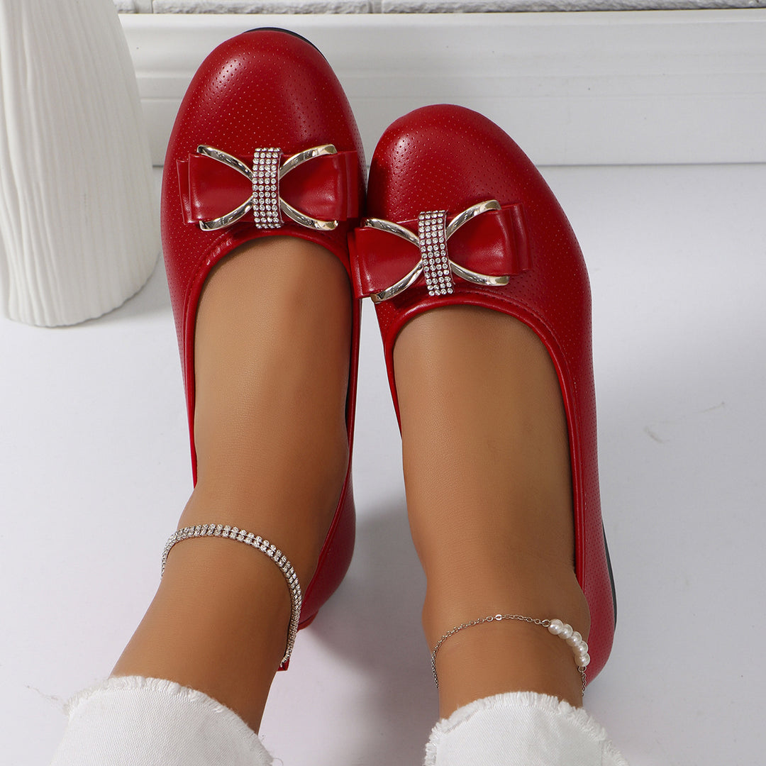 Damen filigrane Ballerina-Slipper mit dekorativer Schleifenapplikation und gepolsterter Komfortsohle – Lioré