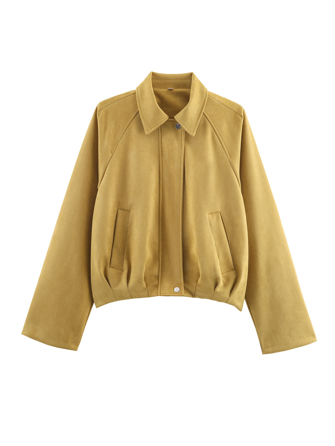 Damen Blousonjacke in Velours‑Optik mit Raglanärmeln und tailliertem Saum Echoarchiv