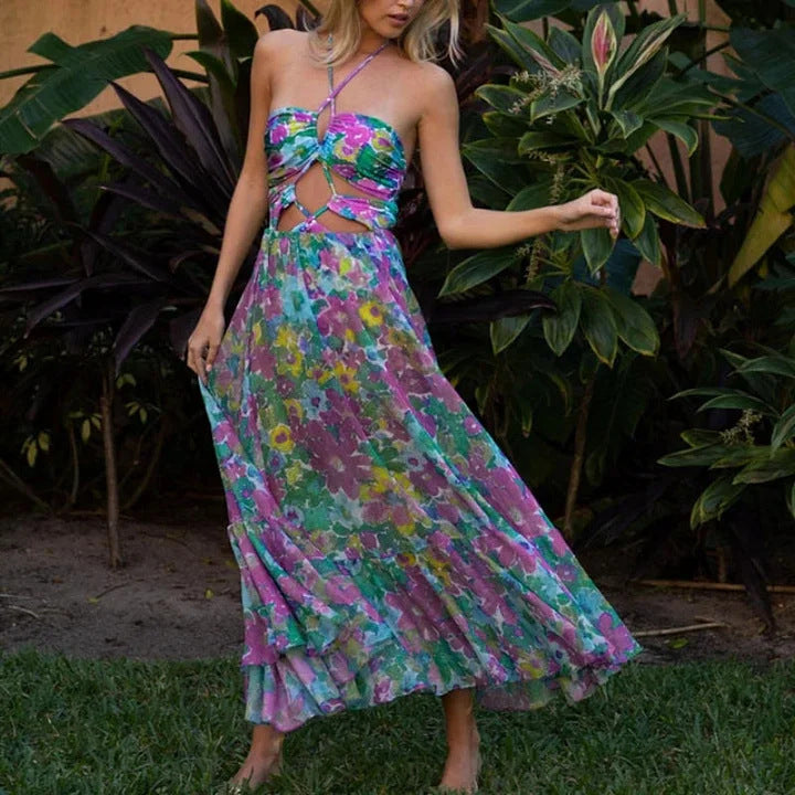 Damen Bikiniset mit voluminösen Rüschendetails und fließendem Maxi-Rock Echo Archiv