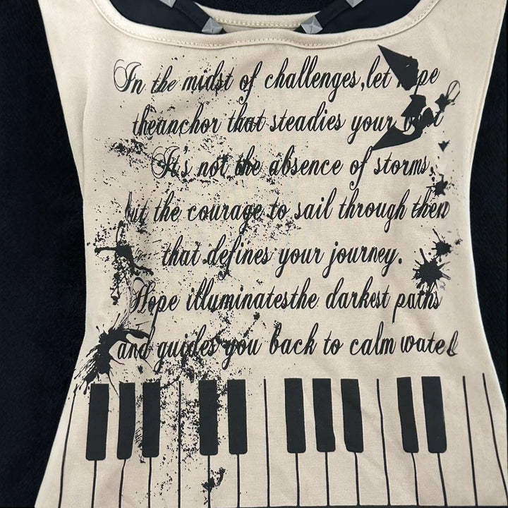 Damen musikalisches Graphic-Tanktop mit einzigartigem Schnitt Echo Archiv