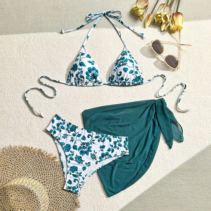 Damen Triangel-Bikini-Set mit floralem Wickelrock Echo Archiv