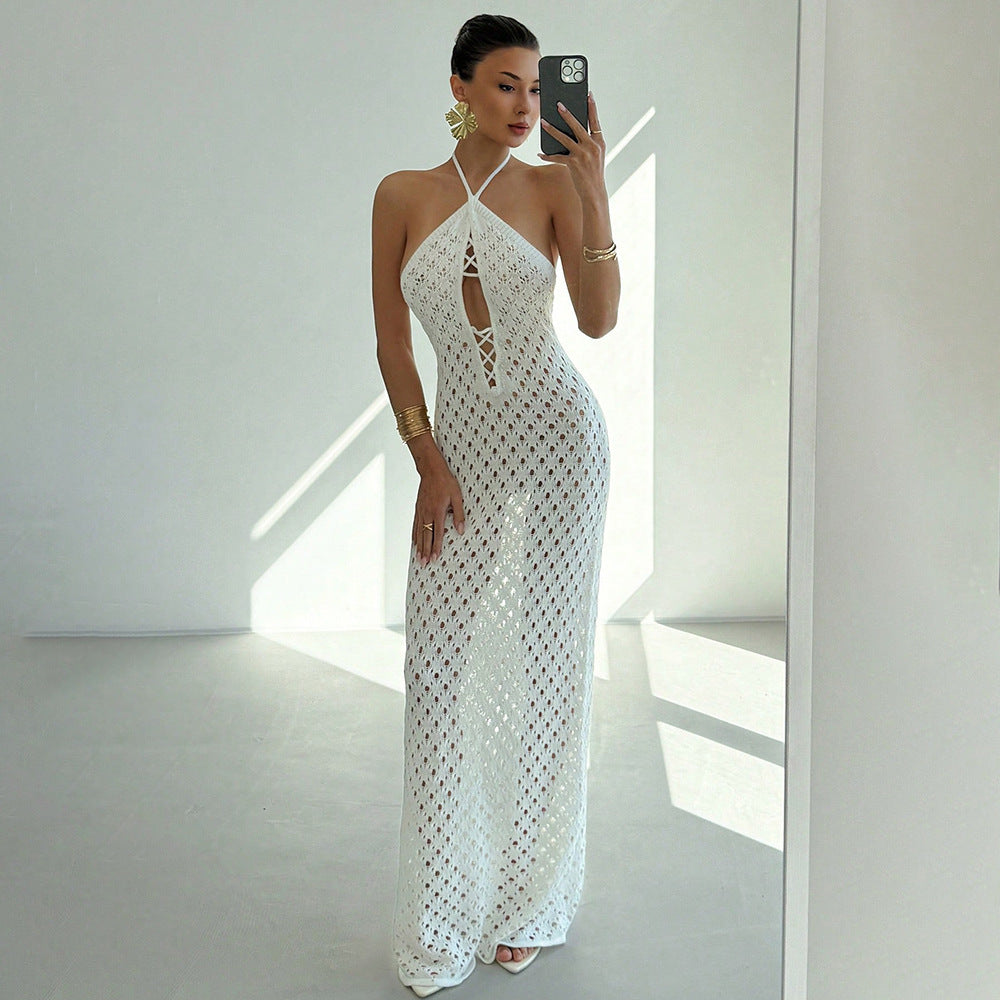 Damen Häkel-Maxikleid mit tiefer Ausschnitt Echo Archiv